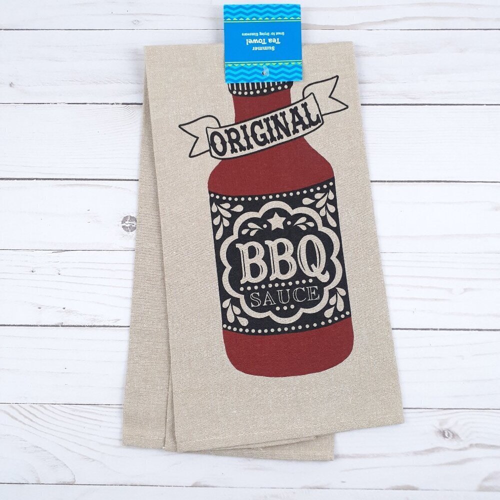 Chambray Kitchen Towel Original BBQ Sauce Barbeque Grill Smoker